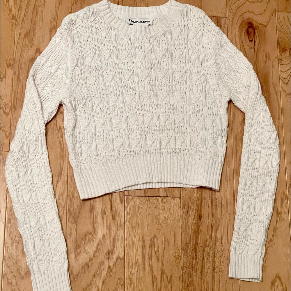 DKNY White Cable Knit Sweater - Picture 1 of 3